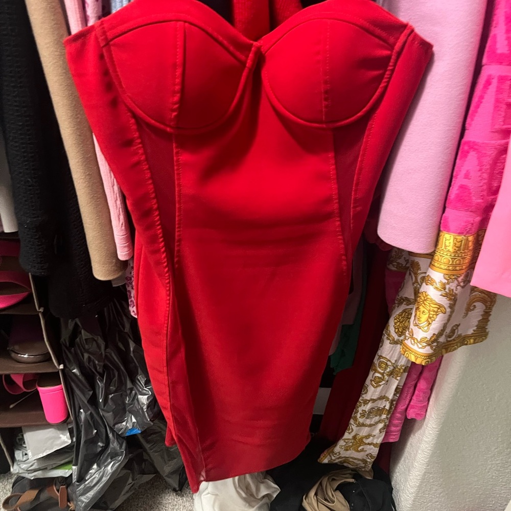 Sexy red dress with sheer sides